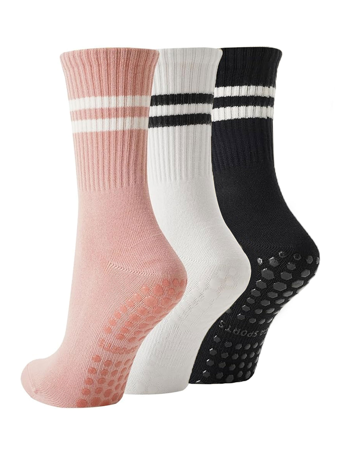 Fitness Yoga Pilates - 3 Pairs of Yoga Socks, Non-Slip