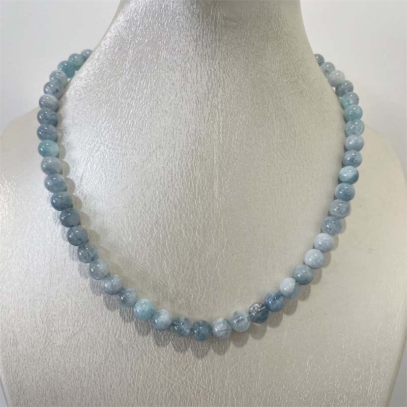 8MM Aquamarine Jade Necklace B - Yoga Health & Fitness Center ulasan dan harga