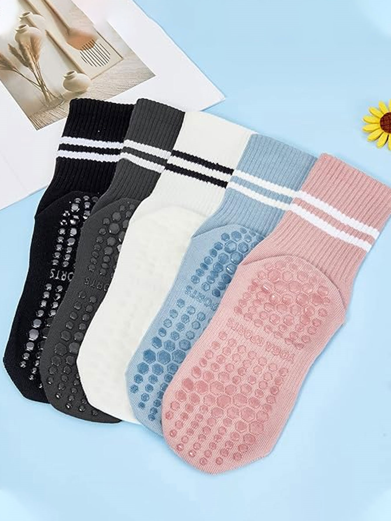 3 Pairs of Yoga Socks, Non-Sli - Fitness Yoga Pilates ulasan dan harga